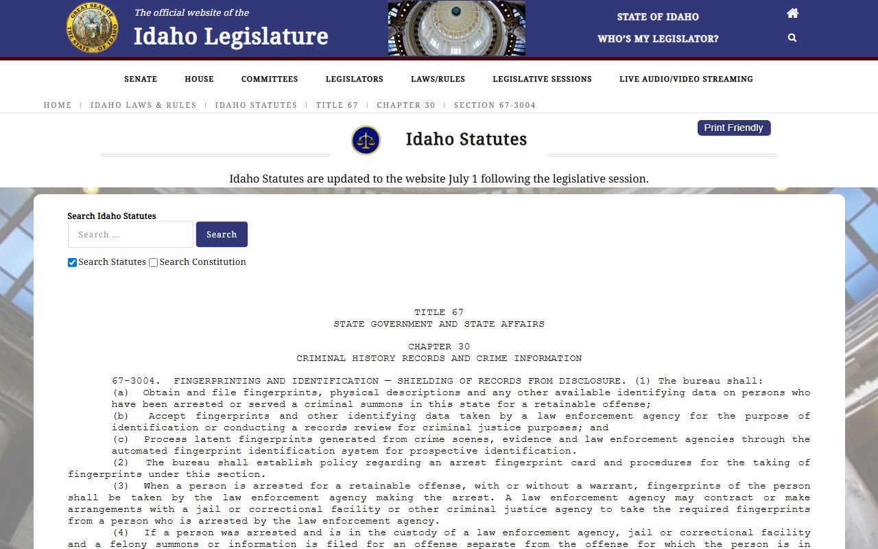 Madison County arrest records Idaho nonconviction expungement statute