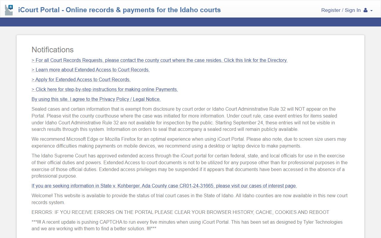 Madison County court dockets Idaho court payment portal