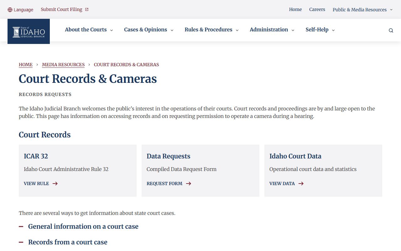 Madison County court records Idaho court records request instructions