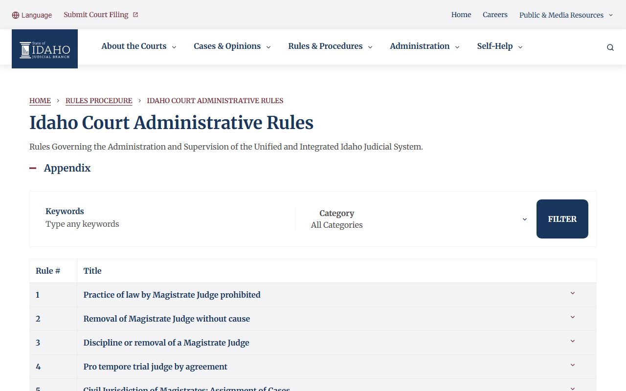 Madison County court records Idaho Court Administrative Rules
