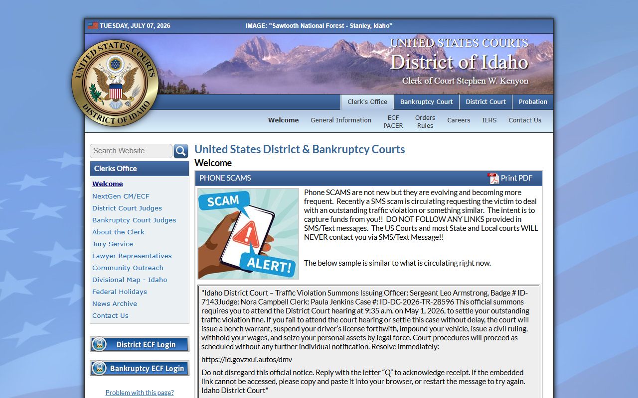Madison County District Court federal District of Idaho page
