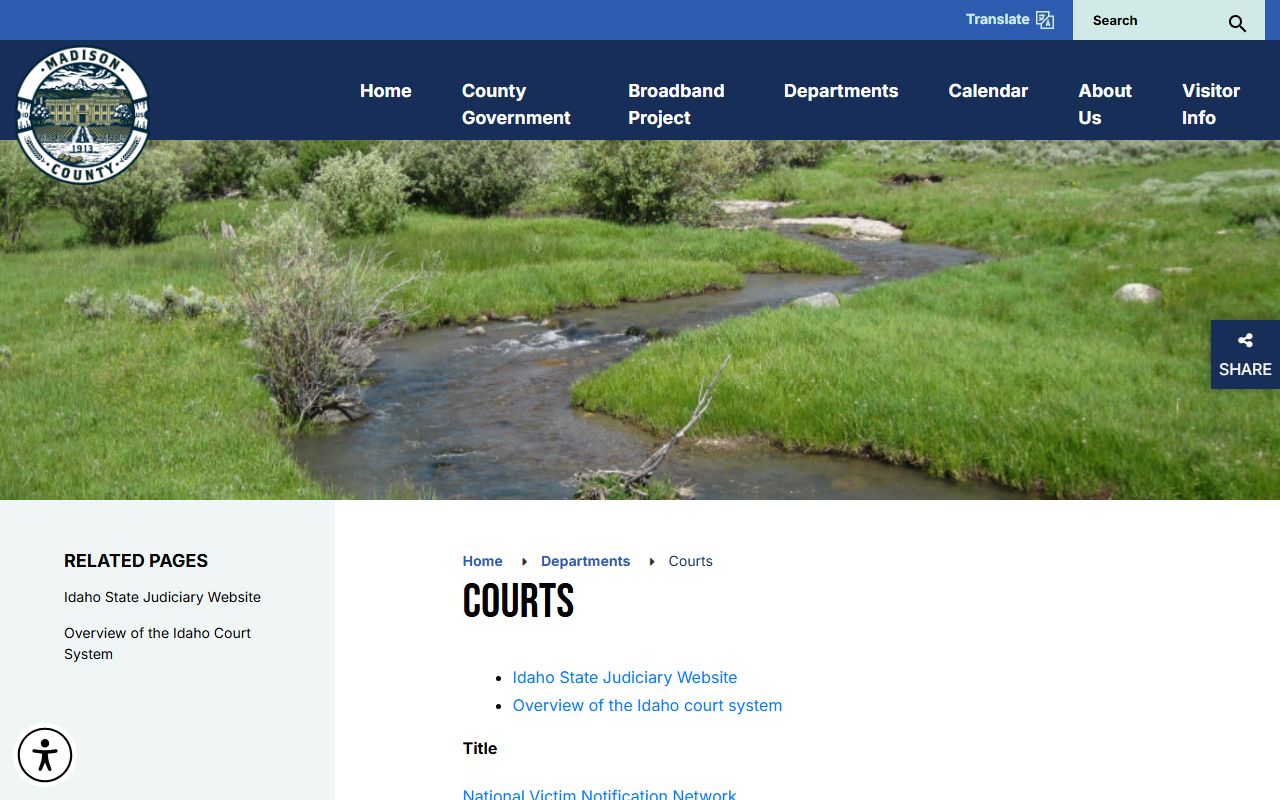 Madison County court records page for Idaho judiciary resources
