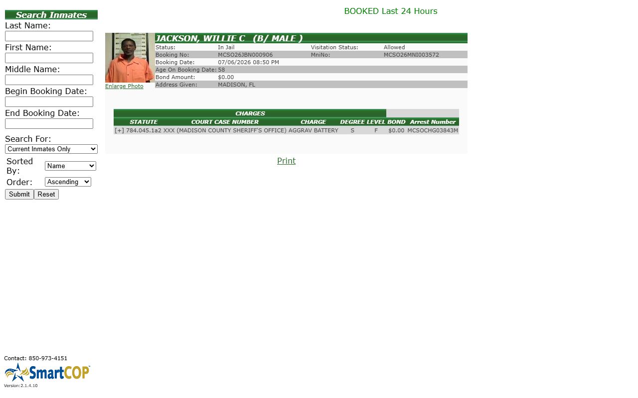 Madison County inmate records jail roster search portal
