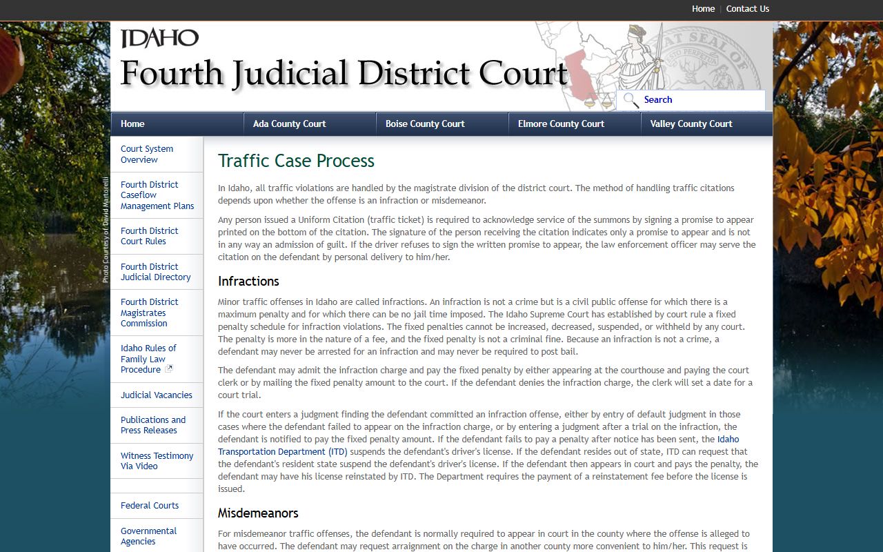 Madison County traffic court records Idaho traffic citation process